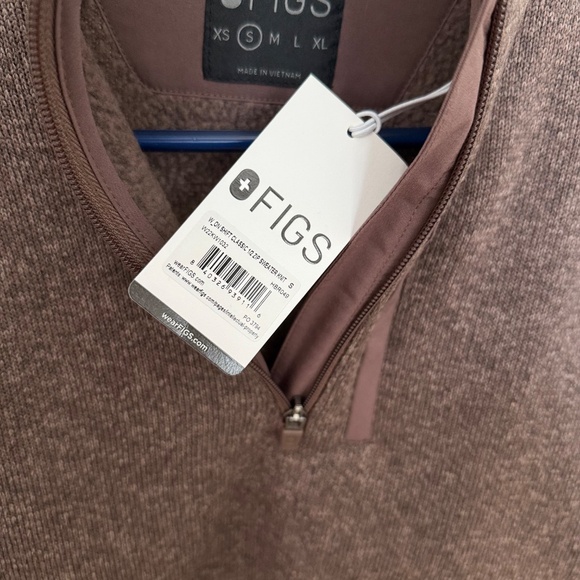 NEW FIGS Small Women's Heather Smokey Taupe 1/2 Zip Sweater Knit - Picture 3 of 3